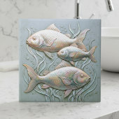 Three Fish Opalescent Bas Relief D1221 Tegeltje