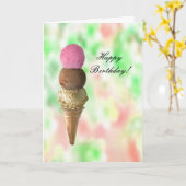 Three Flavors Ice Cream Cone Happy Birthday Day Kaart (Gele Bloem)