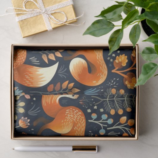 Three Foxes Woodland Pattern Decoupage Paper Tissuepapier (Geschenk)