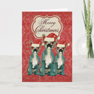 Three French Bulldogs Christmas Card Feestdagen Kaart