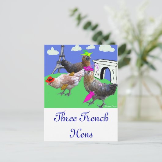 Three French Hens Briefkaart (Staand voorkant)