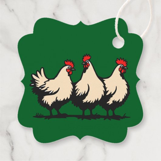 Three French Hens Cut-Out Stencil-Style 4 Bedankjes Labels (Achterkant)