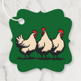 Three French Hens Cut-Out Stencil-Style 4 Bedankjes Labels