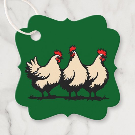 Three French Hens Cut-Out Stencil-Style 4 Bedankjes Labels (Voorkant)