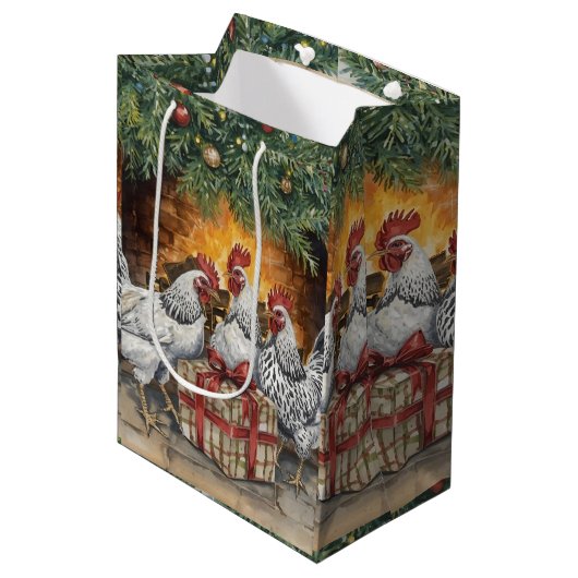 Three French hens Gift bag Medium Cadeauzakje (Voorkant Gekanteld)