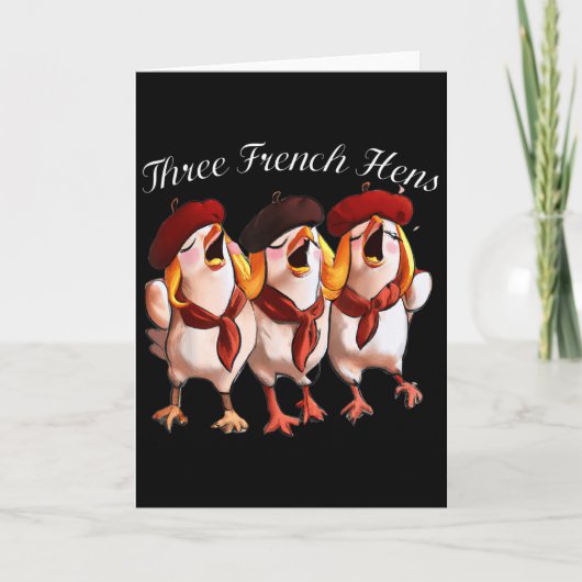 Three French Hens Singing The 12 Days Song, Christ Kaart (Voorkant)