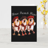Three French Hens Singing The 12 Days Song, Christ Kaart (Gele Bloem)