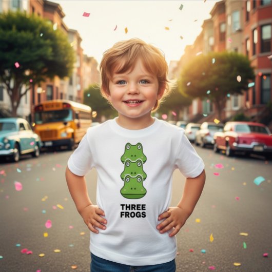 Three Frogs Stack Funny Toddler T-Shirt