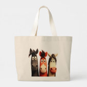 Three Funny Horses Grote Tote Bag (Achterkant)