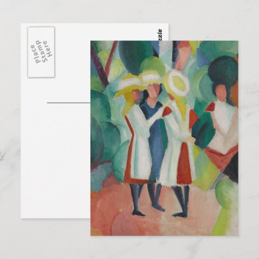 "Three Girls" Art briefkaart (Voorkant / Achterkant)