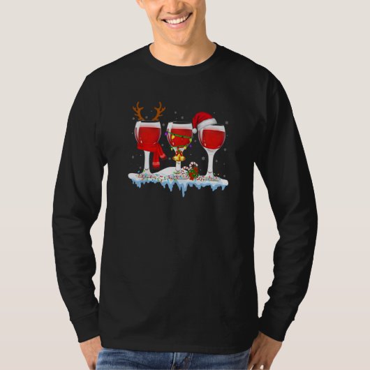 Three Glass Of Red Wine  Drinker Christmas T-shirt (Voorkant)