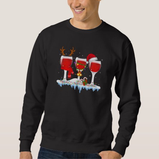 Three Glass Of Red Wine  Drinker Christmas Trui (Voorkant)
