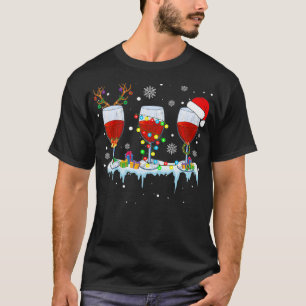 Three Glass Of Red Wine Funny Drinker Christmas T-shirt
