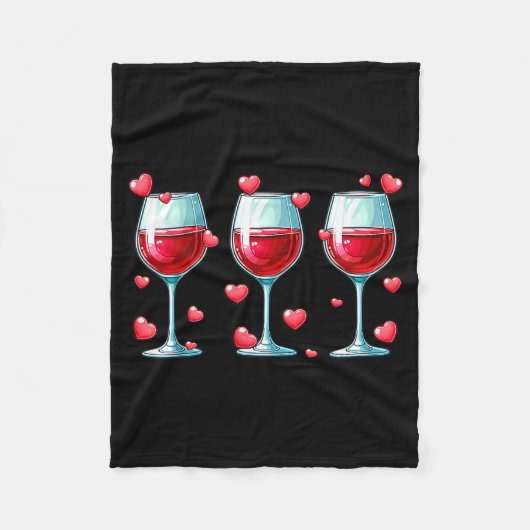 Three Gles Of Wine Valentine's Day Couple Funny Dr Fleece Deken (Voorkant)