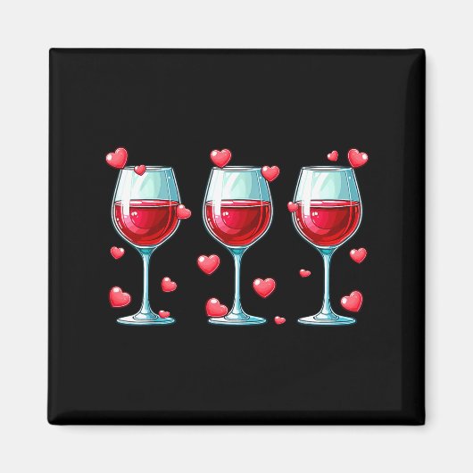 Three Gles Of Wine Valentine's Day Couple Funny Dr Magneet (Voorkant)