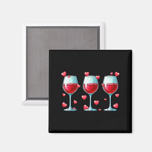 Three Gles Of Wine Valentines Day Couple Funny Dri Magneet (Voorkant / Achterkant)