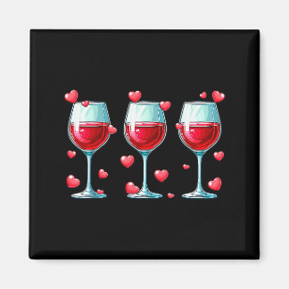 Three Gles Of Wine Valentines Day Couple Funny Dri Magneet