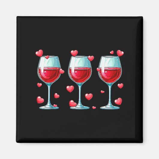 Three Gles Of Wine Valentines Day Couple Funny Dri Magneet (Voorkant)