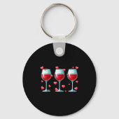 Three Gles Of Wine Valentines Day Couple Funny Dri Sleutelhanger (Voorkant)