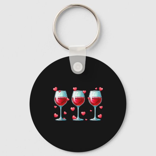 Three Gles Of Wine Valentines Day Couple Funny Dri Sleutelhanger (Voorkant)