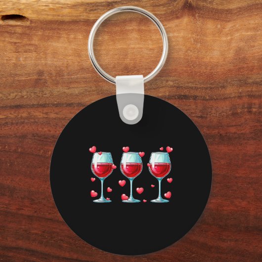 Three Gles Of Wine Valentines Day Couple Funny Dri Sleutelhanger (Voorkant)