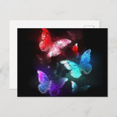 Three Glowing Butterflies on night background Aankondigingskaart (Voorkant / Achterkant)
