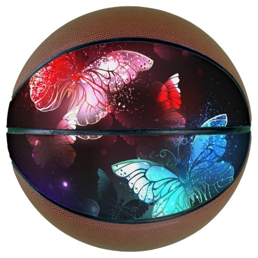 Three Glowing Butterflies on night background Basketbal (Voorkant)