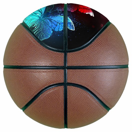 Three Glowing Butterflies on night background Basketbal (Rechts)