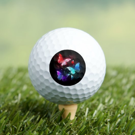 Three Glowing Butterflies on night background Golfballen (Insitu Shirt)