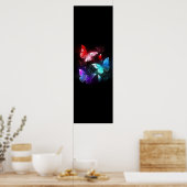 Three Glowing Butterflies on night background Poster (Keuken)