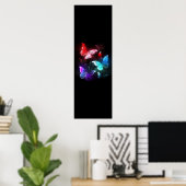 Three Glowing Butterflies on night background Poster (Thuiskantoor)