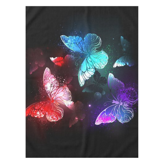 Three Glowing Butterflies on night background Tafelkleed (Voorkant)