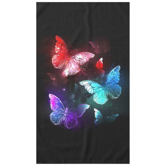 Three Glowing Butterflies on night background Tafelkleed (Voorkant)