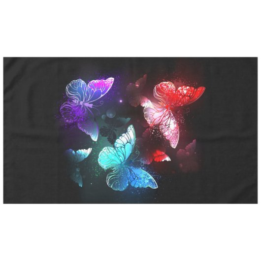 Three Glowing Butterflies on night background Tafelkleed (Voorkant (Horizontaal))