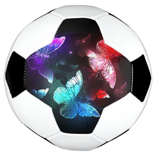 Three Glowing Butterflies on night background Voetbal (Gedraaid)