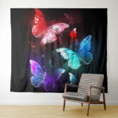 Three Glowing Butterflies on night background Wandkleed (In Situ (horizontaal))