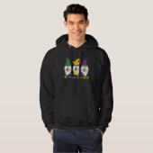 Three Gnome Mardi Gras Peace Love  Mardi Gras Carn Hoodie (Voorkant volledig)