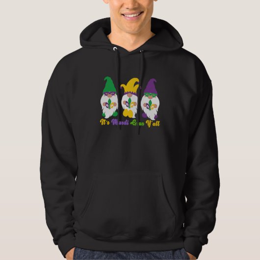 Three Gnome Mardi Gras Peace Love  Mardi Gras Carn Hoodie (Voorkant)