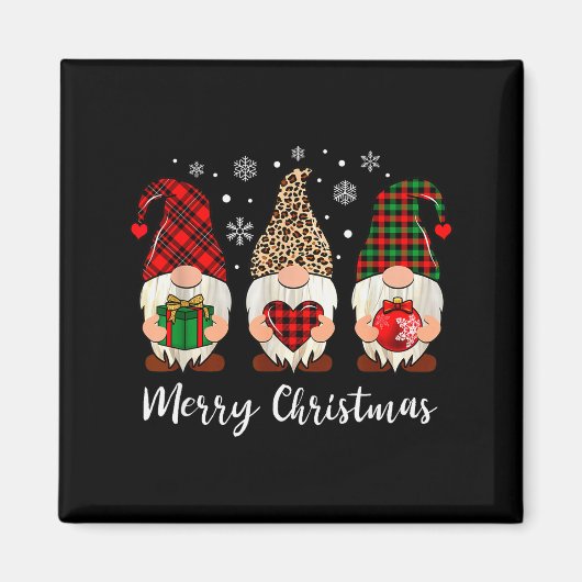 Three Gnome Shirt For Women Merry Christmas Buffal Magneet (Voorkant)