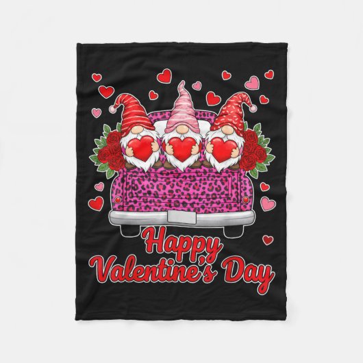Three Gnomes And Leopard Truck Happy Valentine's D Fleece Deken (Voorkant)
