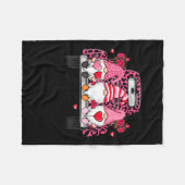 Three Gnomes And Leopard Truck Happy Valentine's D Fleece Deken (Voorkant (Horizontaal))