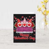 Three Gnomes And Leopard Truck Happy Valentine's D Kaart (Gele Bloem)