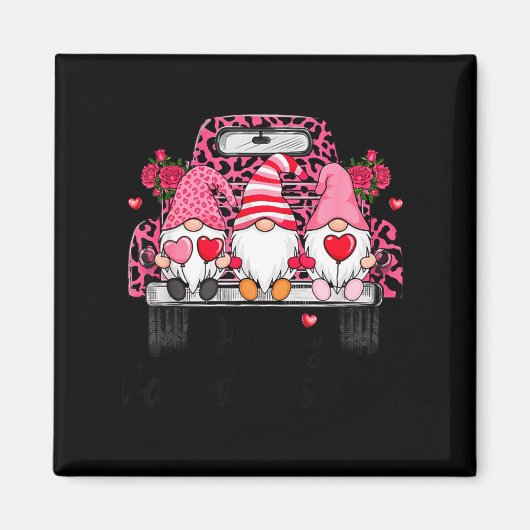 Three Gnomes And Leopard Truck Happy Valentine's D Magneet (Voorkant)