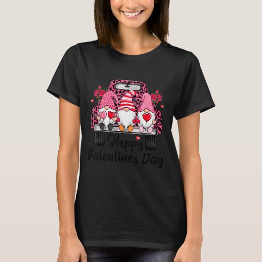 Three Gnomes And Leopard Truck Happy Valentine's D T-shirt (Voorkant)