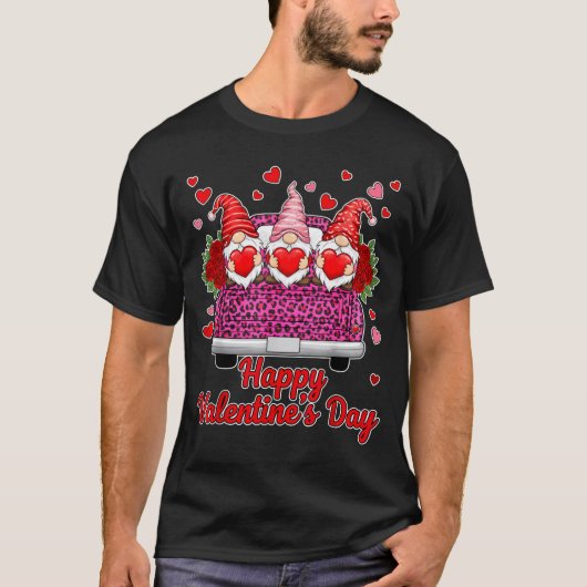 Three Gnomes And Leopard Truck Happy Valentine's D T-shirt (Voorkant)