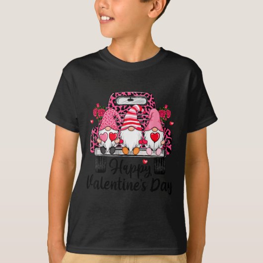Three Gnomes And Leopard Truck Happy Valentine's D T-shirt (Voorkant)