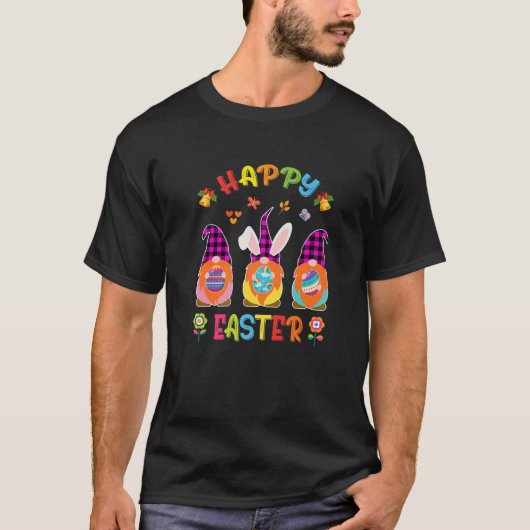 Three Gnomes Bunny Holding Egg Happy Easter Day Me T-shirt (Voorkant)