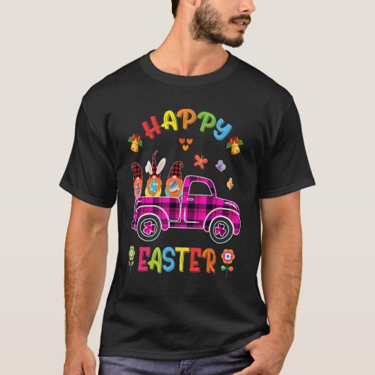 Three Gnomes Bunny Holding Egg Happy Easter Day Tr T-shirt (Voorkant)