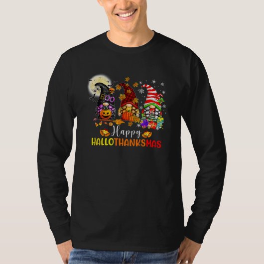 Three Gnomes Halloween Merry Christmas Happy Hallo T-shirt (Voorkant)