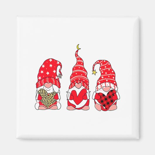Three Gnomes Holding Heart Leopard Happy Valentine Magneet (Voorkant)
